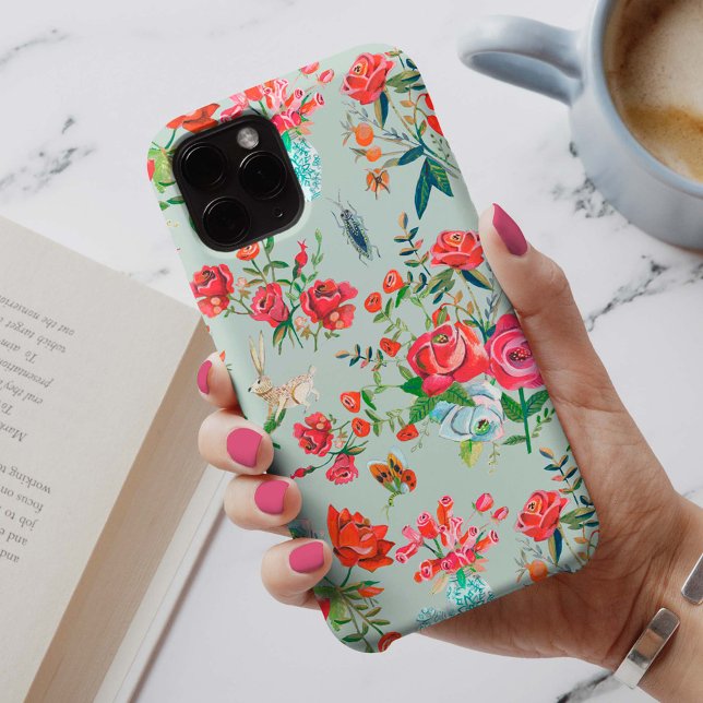 Girly green floral Blume & Rose Insektenmuster Case-Mate iPhone Hülle (Von Creator hochgeladen)