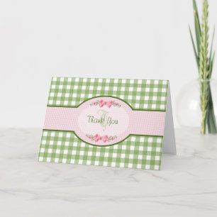 Girly Green Gingham danke Ihnen für Monogram