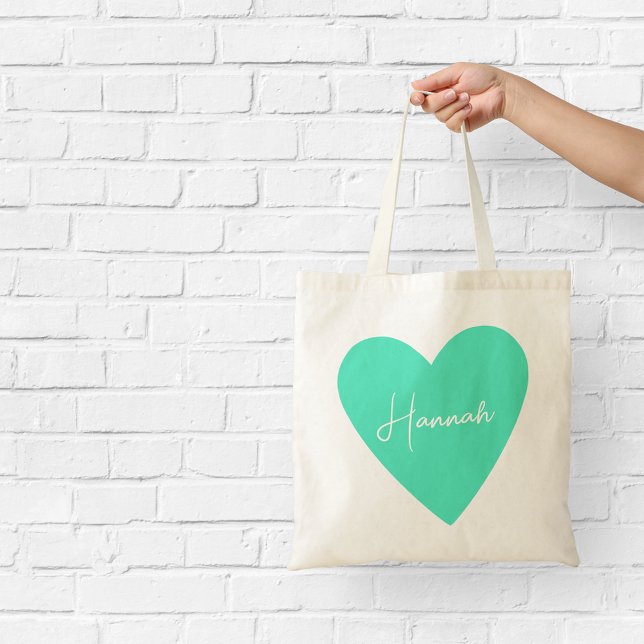 Girly Green Heart Tasche mit Namen (Von Creator hochgeladen)