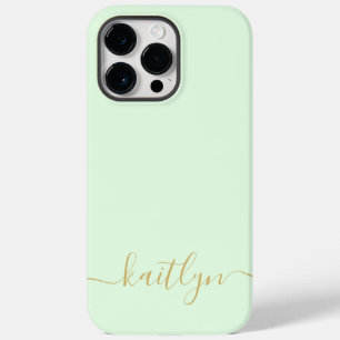 Girly Green Monogramm Modern Script Personalisiert Case-Mate iPhone 14 Pro Max Hülle