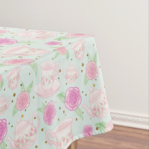 Girly Green Pink Tee Party Muster Tischdecke