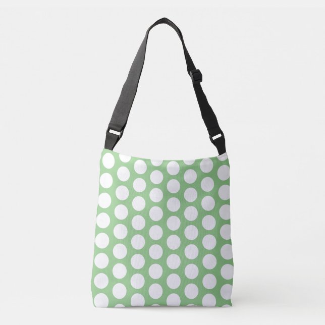 Girly Green White Polka Dots Tragetaschen Mit Langen Trägern (Vorderseite)
