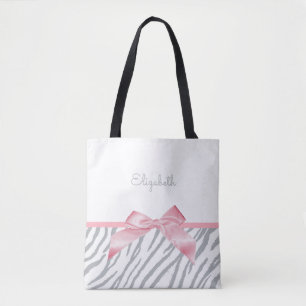Girly Grey Tiger Stripes Animal Print mit Namen