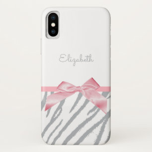 Girly Grey Tiger Stripes Animal Print mit Namen Case-Mate iPhone Hülle