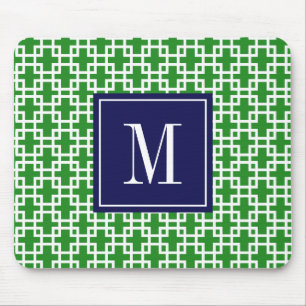 Girly Grün-u. Marine-Quadrat-Muster-Gewohnheit Mousepad