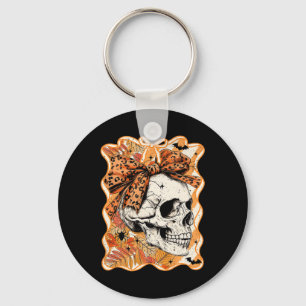 Girly Halloween-Totenkopf-Coquette-Bogen Herbst Gr Schlüsselanhänger