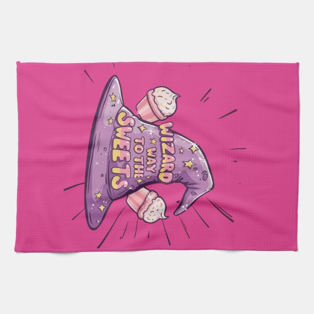 Girly Halloween - Zauberkunst Weg zu den Süßigkeit Geschirrtuch (Horizontal)