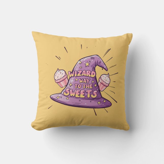 Girly Halloween - Zauberkunst Weg zu den Süßigkeit Kissen (Vorderseite)
