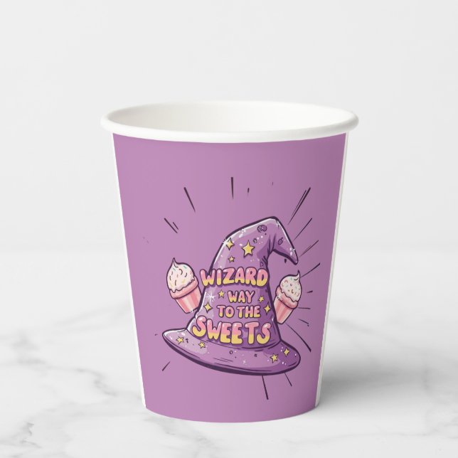 Girly Halloween - Zauberkunst Weg zu den Süßigkeit Pappbecher (Rückseite)