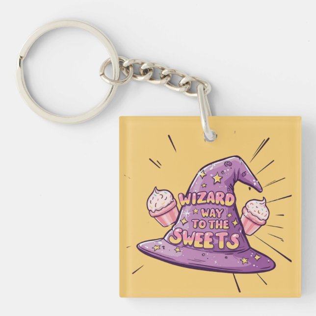 Girly Halloween - Zauberkunst Weg zu den Süßigkeit Schlüsselanhänger (Vorderseite)