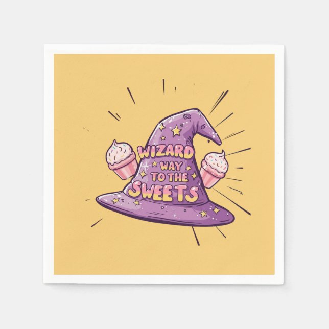 Girly Halloween - Zauberkunst Weg zu den Süßigkeit Serviette (Vorderseite)