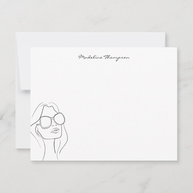 Girly Handwriting Script Typografy Girl Face Mitteilungskarte (Vorderseite)