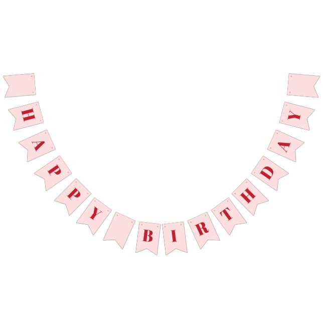 Girly Happy Birthday Blush Pink Rot Geburtstag Wimpelkette (Alle)