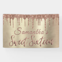 Girly Happy Birthday Sweet 16 Rose Gold Glitzer