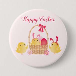 Girly Happy Oaster Chicks Pink Button