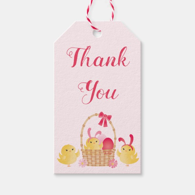 Girly Happy Oaster Chicks Pink Geschenkanhänger (Vorderseite)