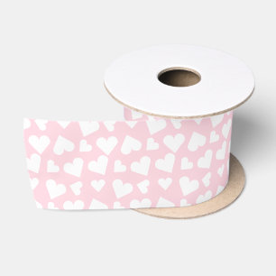Girly Heart Pattern Rosa Weiß Satinband