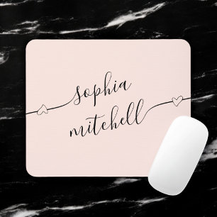 Girly Heart Script Blush Pink Mousepad