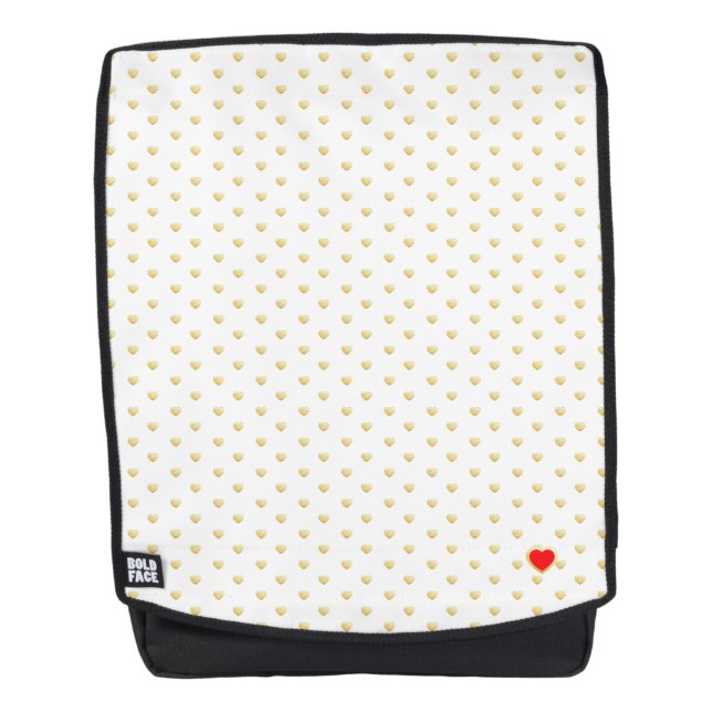 Girly Hearts Gold Imitate Foil White Pattern Rucksack (Vorderseite)