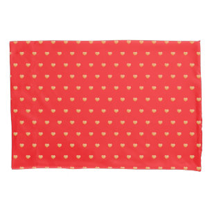 Girly Hearts Gold Imitate Rotes Muster Kissenbezug
