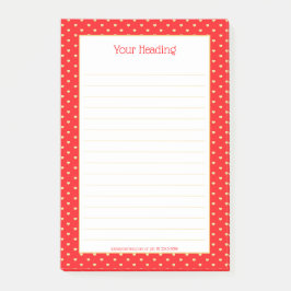 Girly Hearts Imitate Gold Foil Rotes Muster Post-it Klebezettel