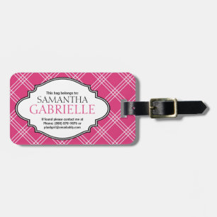 Girly helles rosa Schachbrett-karierter Gepäckanhänger