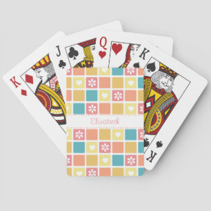 Girly Herz-Quadrat-Muster-Retro Spielkarten