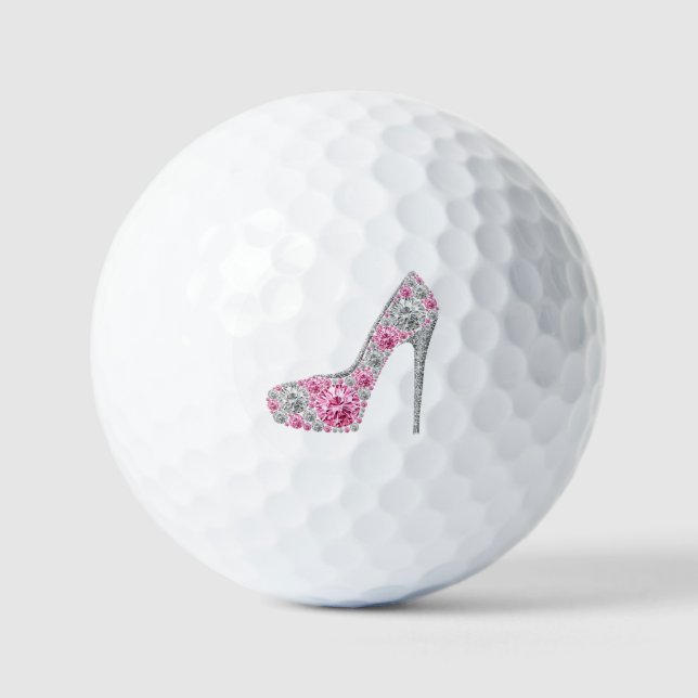 Girly High Heel Pink und White Shoe Golfball (Vorderseite)
