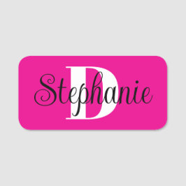 Girly Hot Pink Black and White Modern Monogram Namensschild