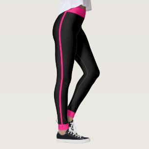 Girly Hot Pink Black Streifen Leggings