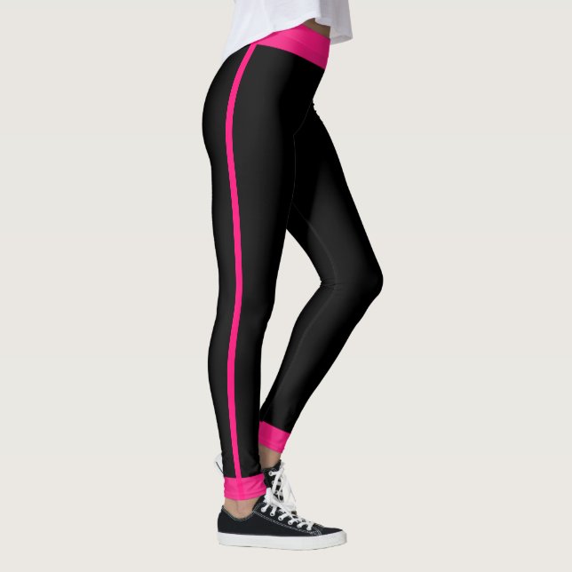 Girly Hot Pink Black Streifen Leggings (Rechts)