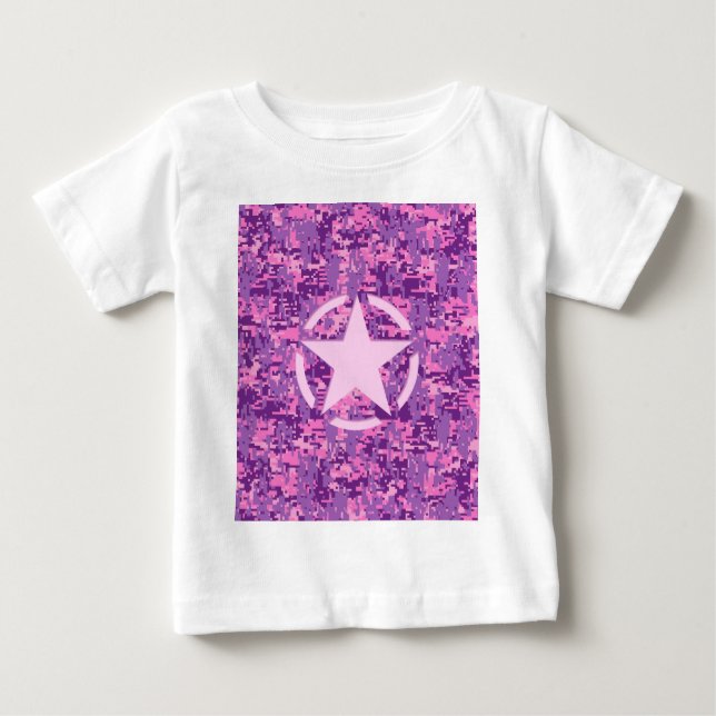 Girly Hot Pink Digital Camouflage Camouflage Baby T-shirt (Vorderseite)