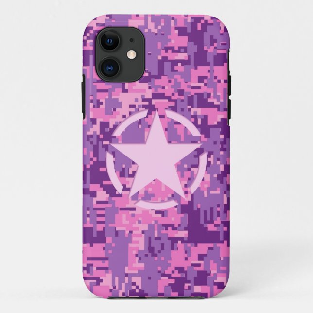 Girly Hot Pink Digital Camouflage Camouflage Case-Mate iPhone Hülle (Rückseite)