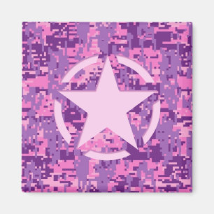 Girly Hot Pink Digital Camouflage Camouflage Magnet