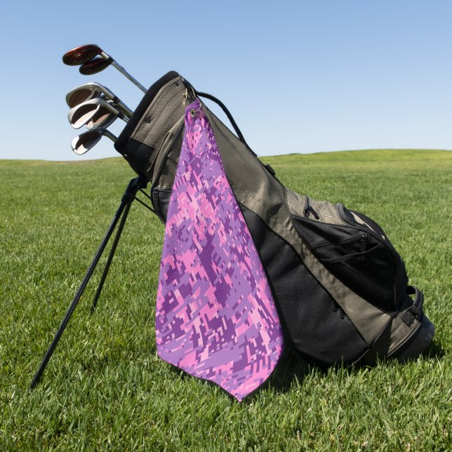 Girly Hot Pink Digital Camouflage Golfhandtuch (Gras)