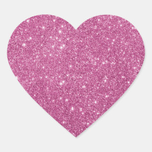 Girly Hot Pink Glitzer Herz-Aufkleber