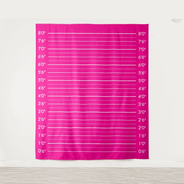 Girly Hot Pink Police Line Up Krimineller Mugshot Wandteppich (Vorderseite)