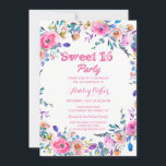 Girly Hübsch Tropical Pink Blume Sweet 16 Einladun Einladung<br><div class="desc">Girly Hübsch Tropical Pink Blume Sweet 16 Invite Matching Kollektion in Niche und Nest Shop.</div>