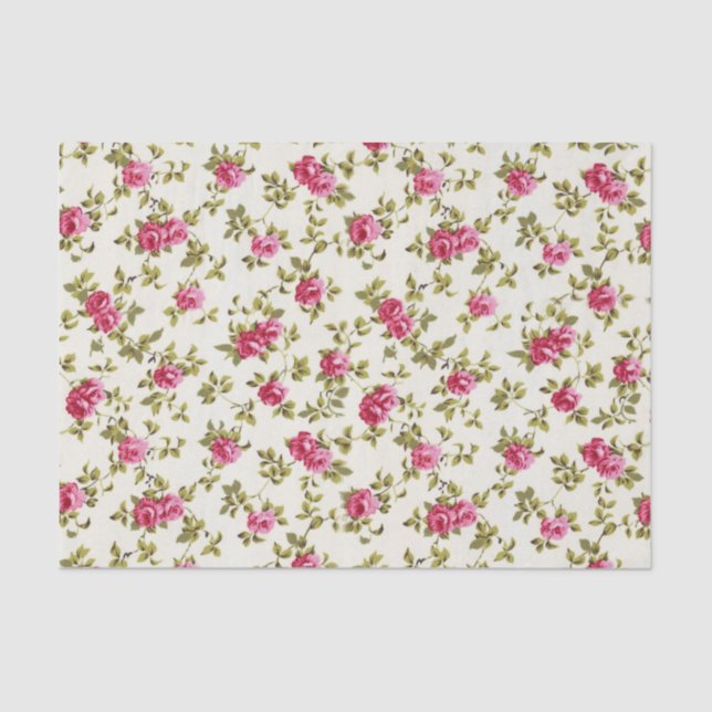 Girly hübsches rosa Blumendruck-Muster Seidenpapier (Vorderseite)