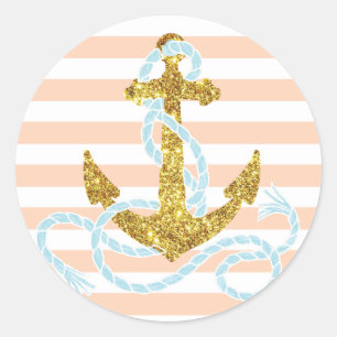 Girly Imitat-Glitzer-Anker Runder Aufkleber