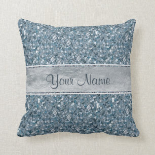 Girly Imitatblauer Sequins-silberne Folien-Glitzer Kissen