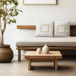 Girly-Imitate Weißleder-Marmor-Monogramm Kissen