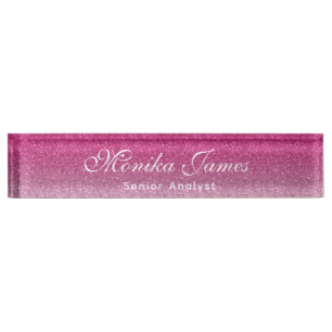 Girly Imitats Glittery Hot Pink Ombre Namensplakette