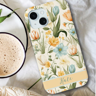 Girly Individuelle Name Spring Bouquet Pastel Fl Case-Mate iPhone Hülle