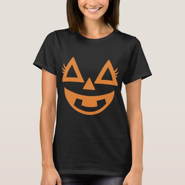 Girly Jack-O’-Lantern Pumpkin-Gesichter | Niedlich T-Shirt (Vorderseite)