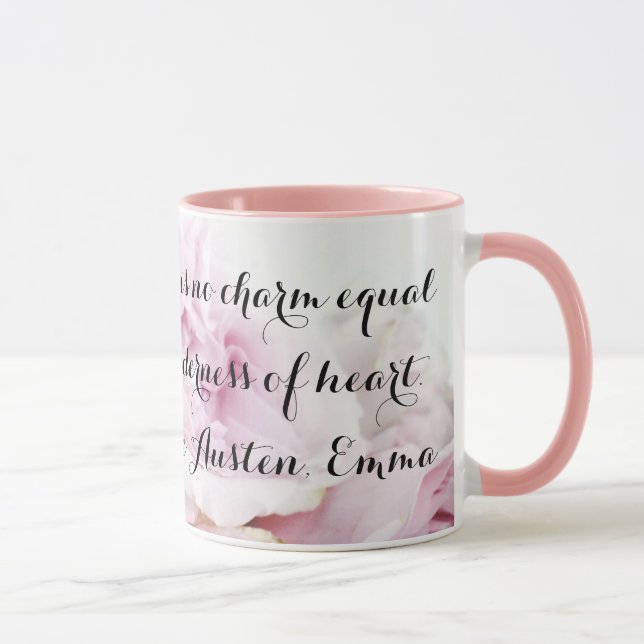 Girly Jane Austen Emma Buchangebot Rosa Rose Flora Tasse (Rechts)