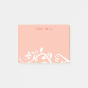 Girly kundenspezifische rosa Blumen, Reben und Post-it Klebezettel