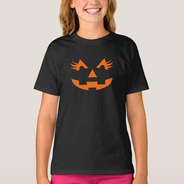 Girly Kürbislaterne Halloween T-Shirt (Vorderseite)