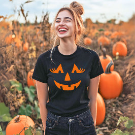 Girly Kürbislaterne Pumpkin Face Halloween T-Shirt