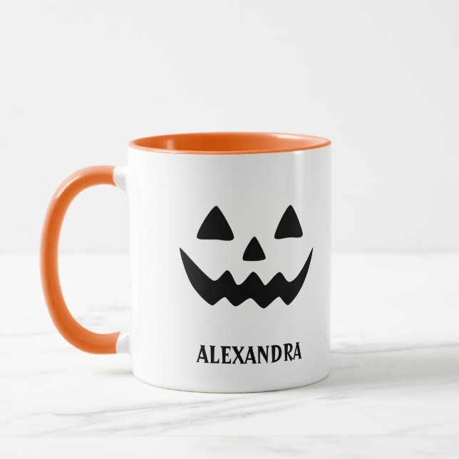 Girly Kürbislaterne Pumpkin Face Halloween Tasse (Links)